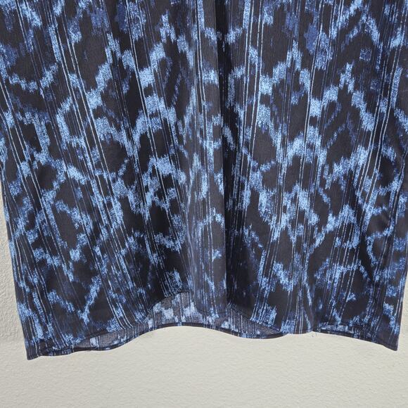 H by Halston Blouse Blue Abstract Size XL Office Chic Bold Print - Picture 5 of 8